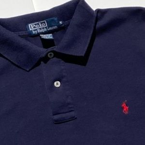 EUC RALPH LAUREN POLO S/S GOLF SHIRT NAVY BLUE SIZE MEDIUM